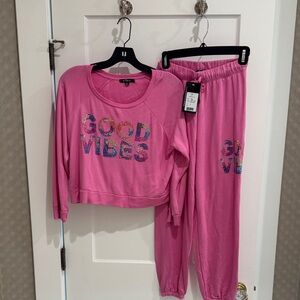 Flowers by Zoe Pink 'Good Vibes' Kids sweatshirt and sweatpants new with tags!